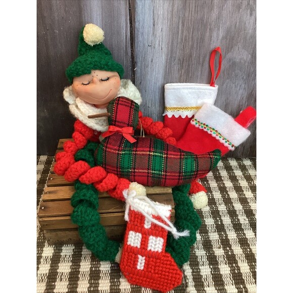 Holiday / Christmas Hand Made Crocheted Pixie ELF + Ornaments & Stockings - Picture 1 of 11
